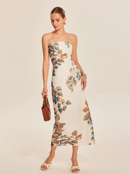 Floral Print Strapless Dress