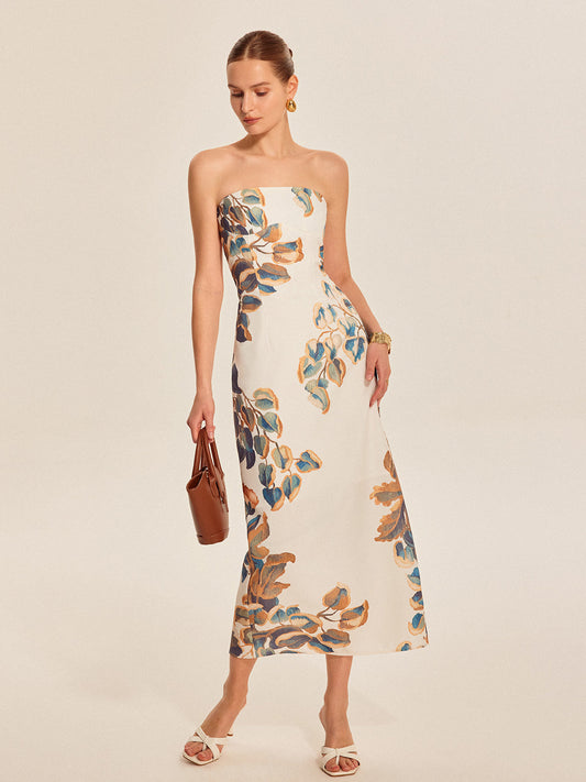 Floral Print Strapless Dress