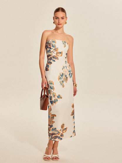 Floral Print Strapless Dress