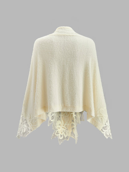Floral Lace Trim Shawl
