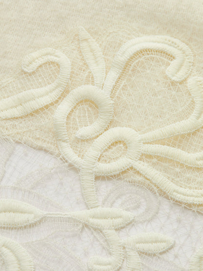 Floral Lace Trim Shawl