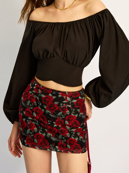 Floral Print Mesh Skirt