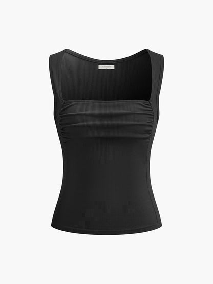 Solid Square Neck Strappy Top