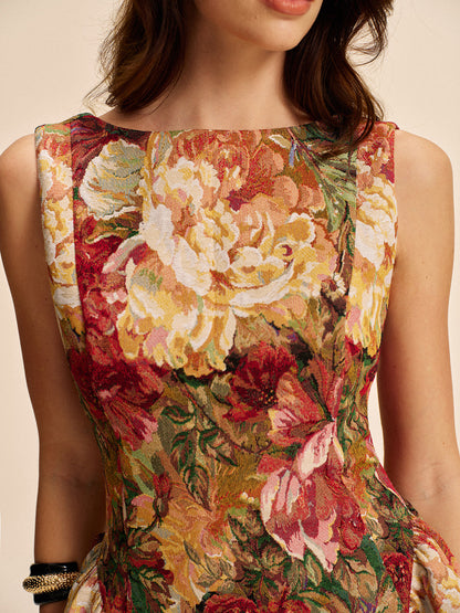 Floral Backless Flare Dress