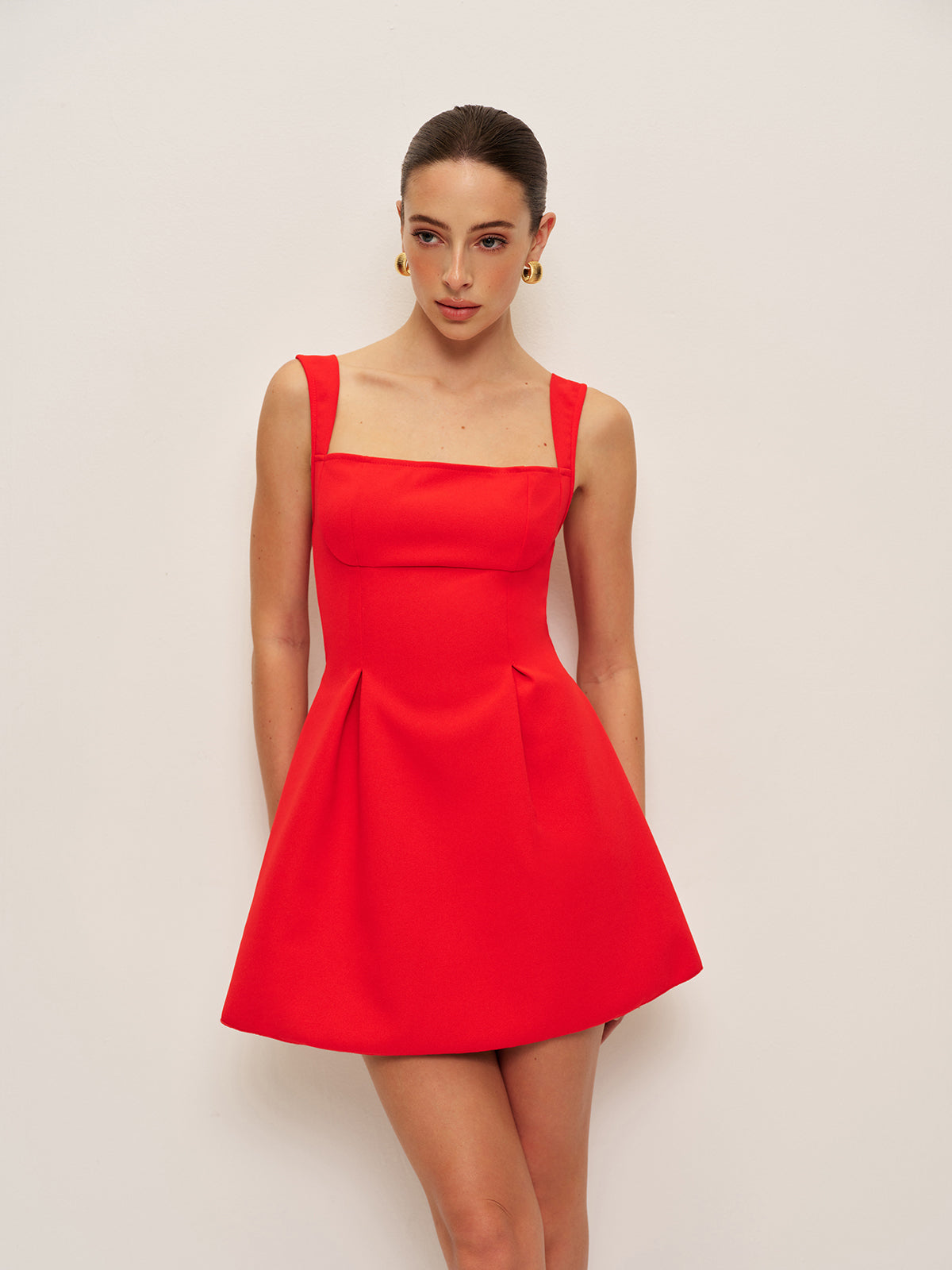 Square Neck Backless Bow Detail Dress