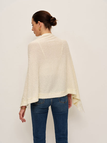 Floral Lace Trim Shawl