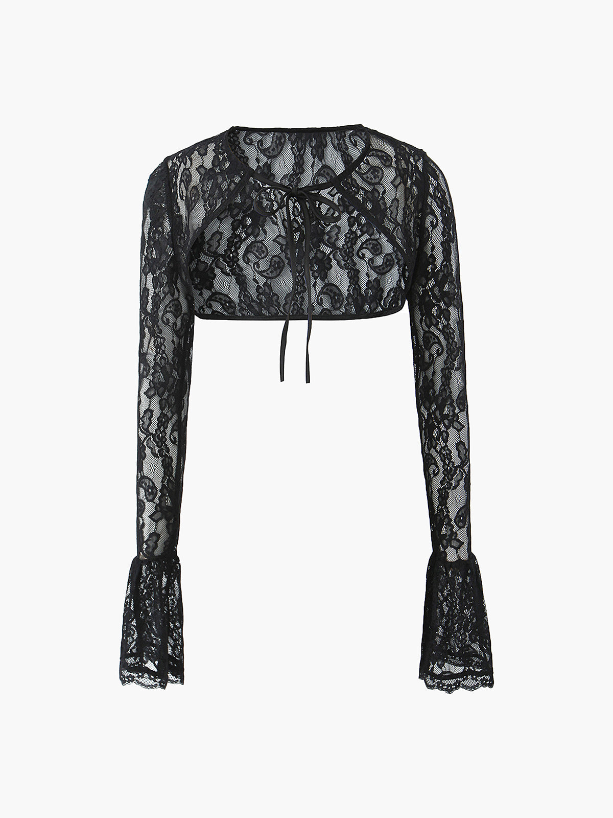 Semi-Sheer Sweetheart Neck Lace Tie Top