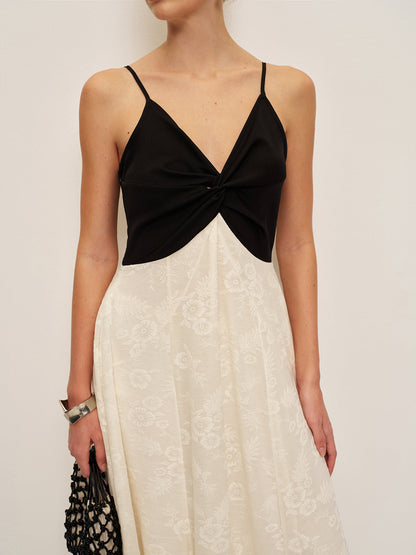 Two-Tone Twist-Front Cami Dress