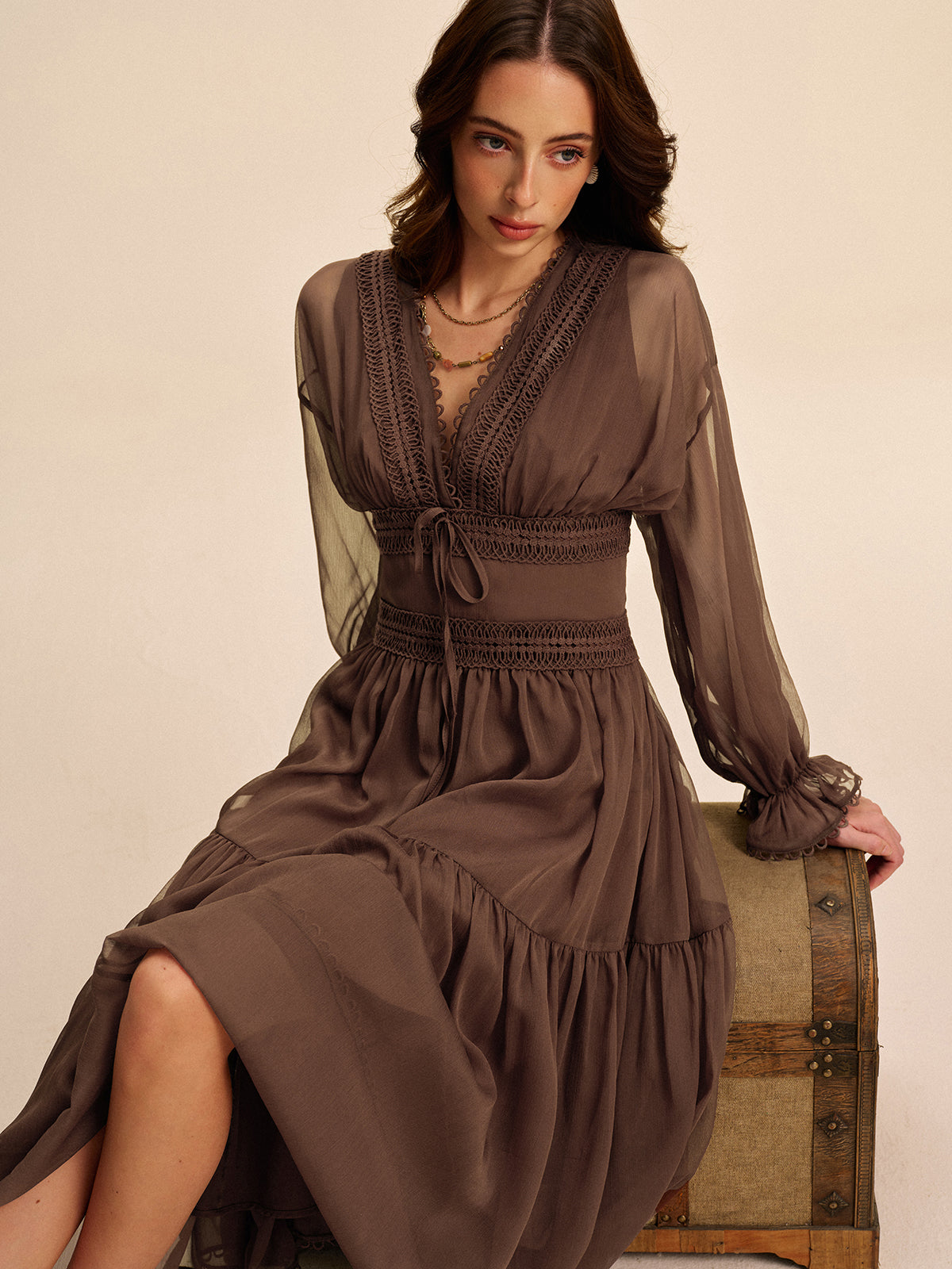 Boho Semi-Sheer Chiffon Dress