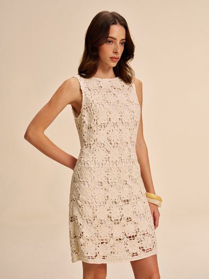 Lace Back-Tie Sleeveless Dress