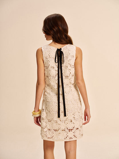 Lace Back-Tie Sleeveless Dress