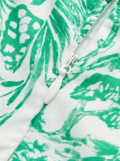 Contrast Binding Tie-Strap Floral Dress