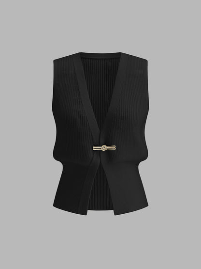 Metal Buckle Waisted Sweater Vest