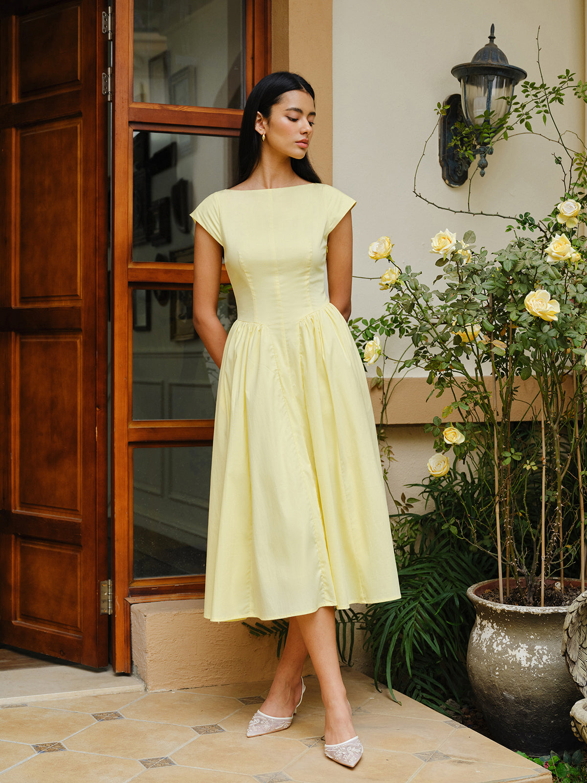 Open-Back Cap Sleeve Dress