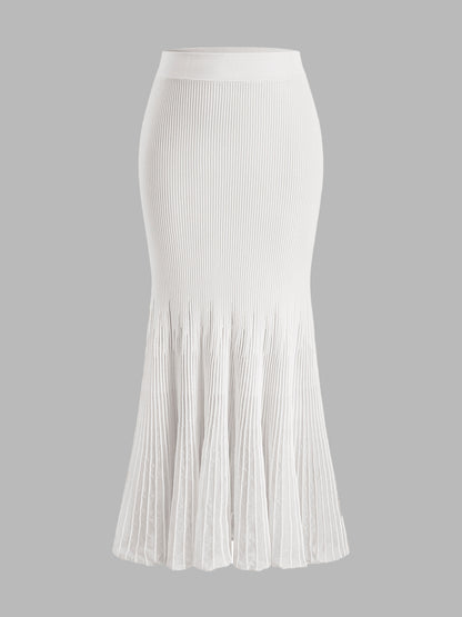 Mesh Panel Pleated Skirt