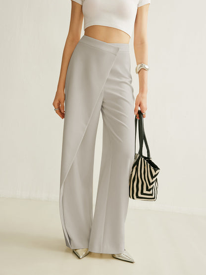 Asymmetrical Cross Wrap High-Waist Pants