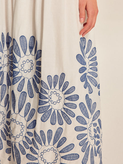 Embroidered Scalloped Hem Skirt