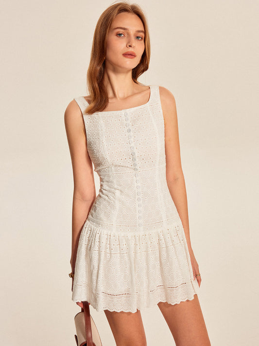 Button-Front Hollow Dress