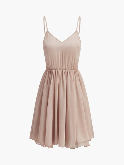 Semi-Sheer Chiffon Ruffle Dress With Outer Cape