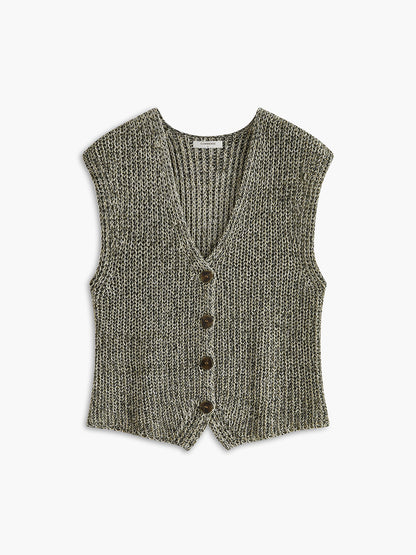 Knit Button-Down Vest