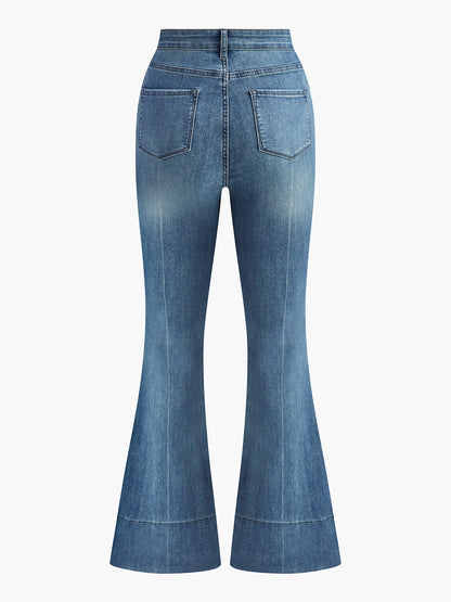 Washed Slim Draped Denim Pants