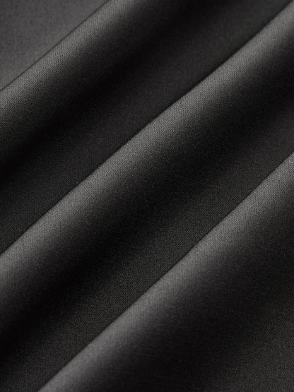 Backless Long-Ribbon Lace Panel Satin Cami Dress