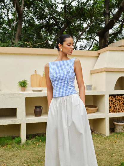 Checkerboard Bow Back Crop Top