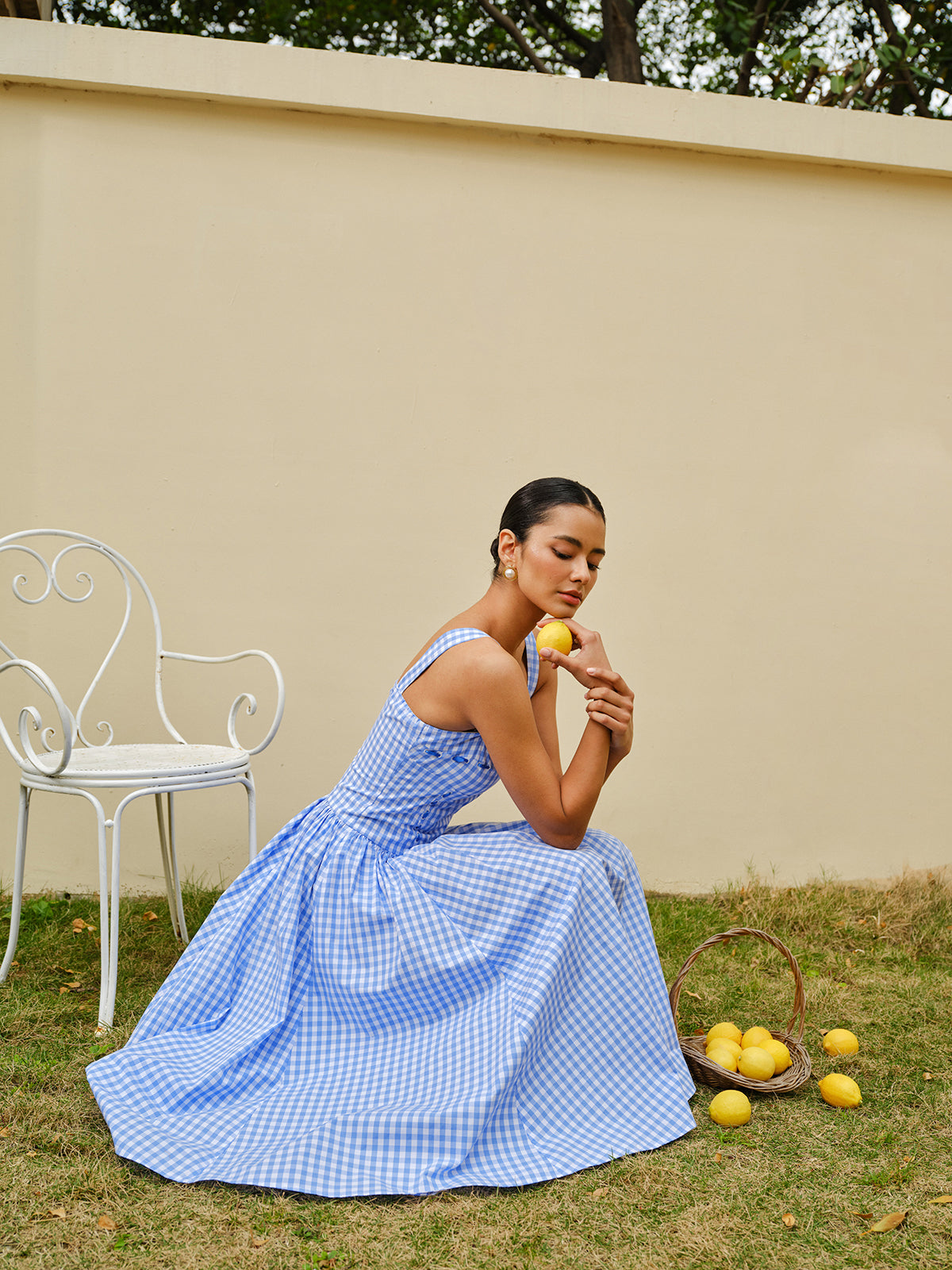 Lace-Up Checkerboard Corset Dress