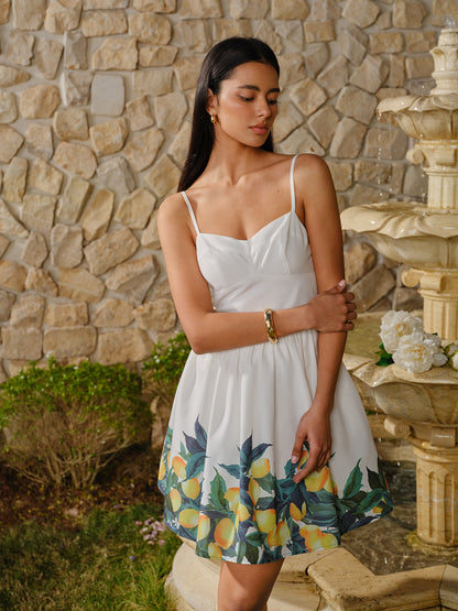 Lemon Print Corset A-Line Dress