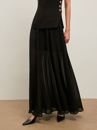 Semi-Sheer Chiffon Skirt