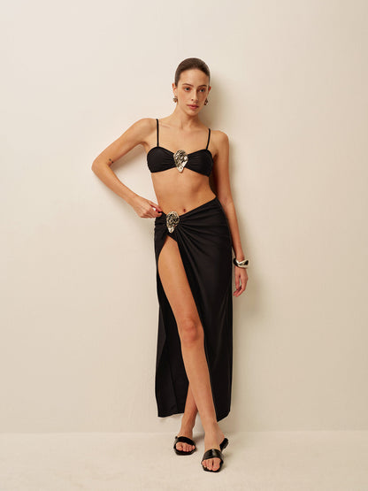 Metal Accent Twist Sarong Skirt