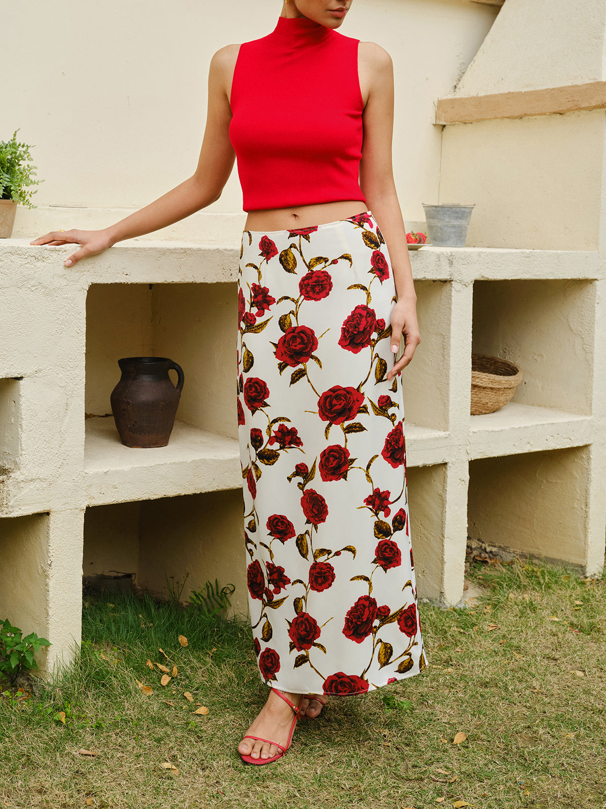 Floral Print High-Waist Skirt