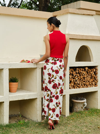 Floral Print High-Waist Skirt