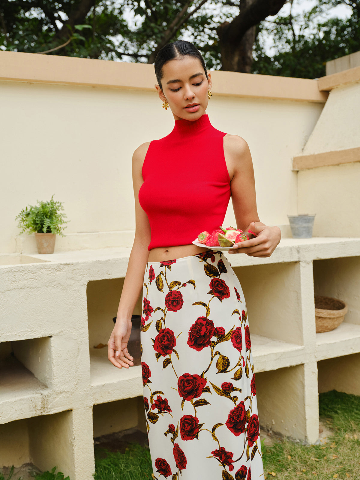 Floral Print High-Waist Skirt