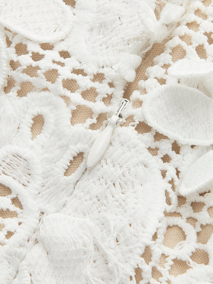 Strapless 3D Floral Lace Dress