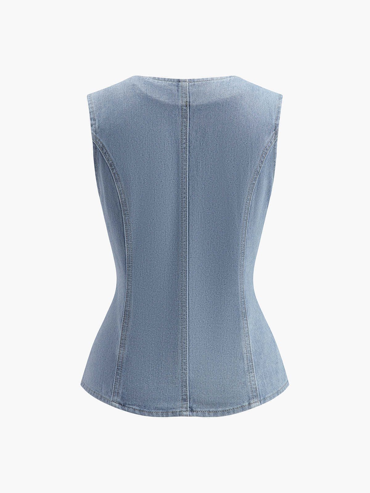 Sleeveless Button-Up Denim Vest