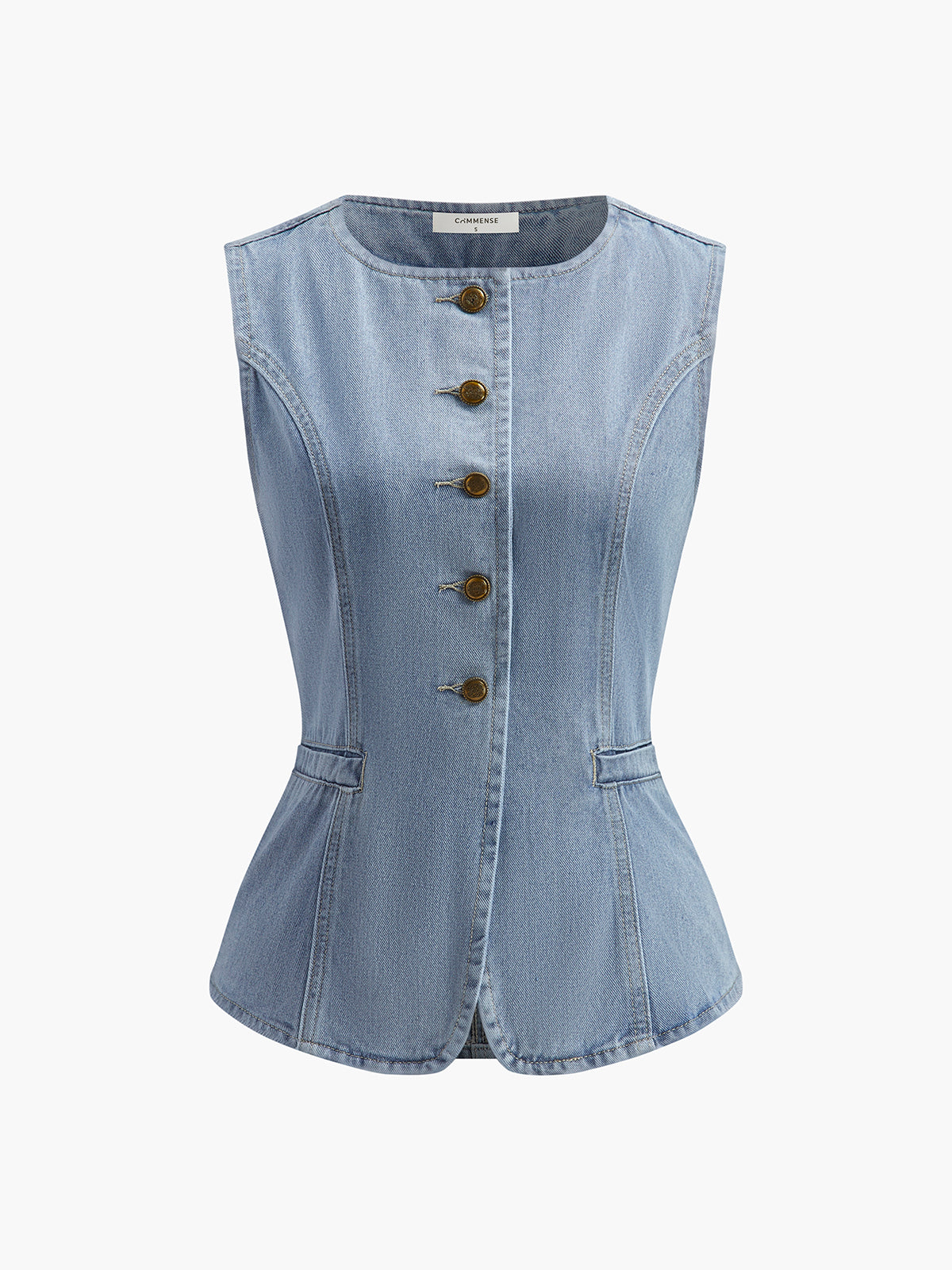 Sleeveless Button-Up Denim Vest