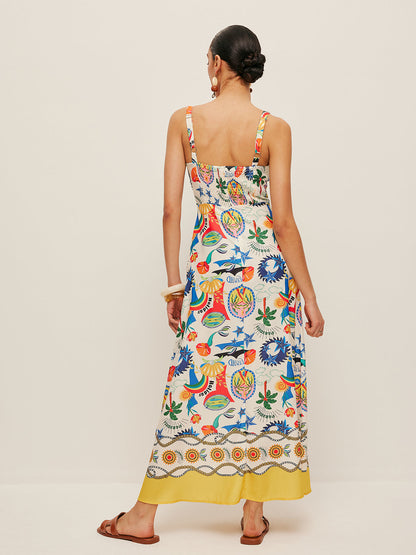 Colorful Print Strappy Dress