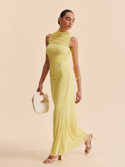 Mesh Ruched Sleeveless Dress