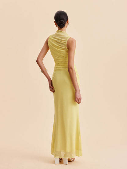 Mesh Ruched Sleeveless Dress