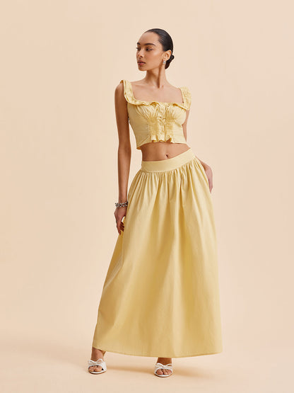 Ruffled Crop Top Skirt Set