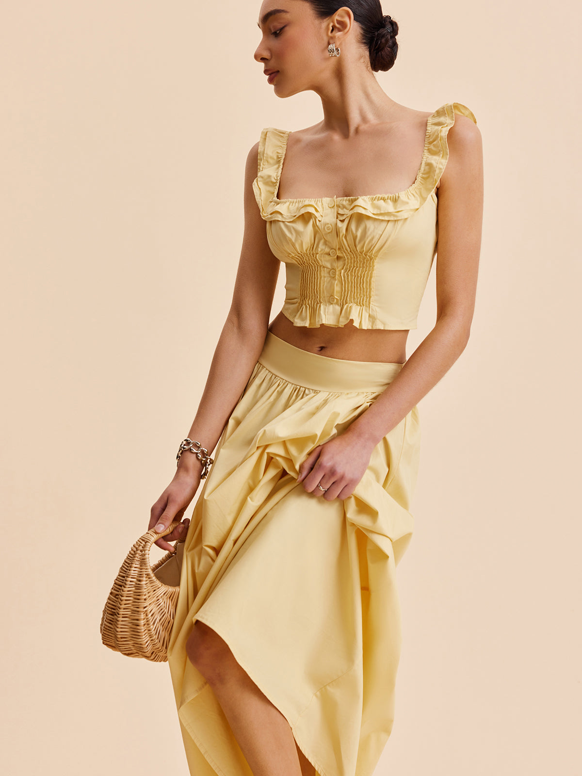 Ruffled Crop Top Skirt Set