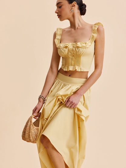 Ruffled Crop Top Skirt Set