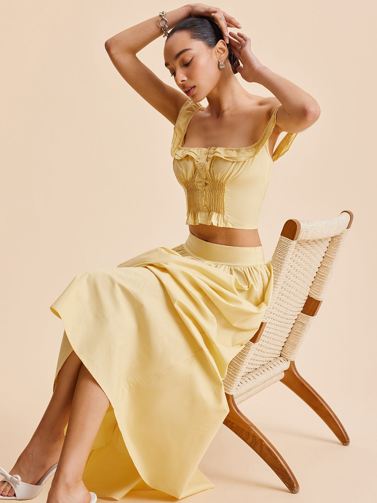 Ruffled Crop Top Skirt Set