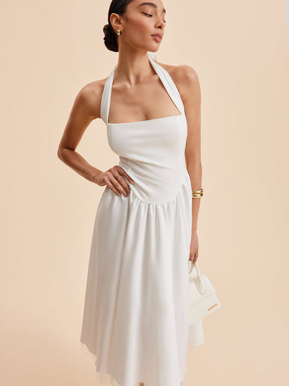 Halter Backless Zipper Sleeveless Dress