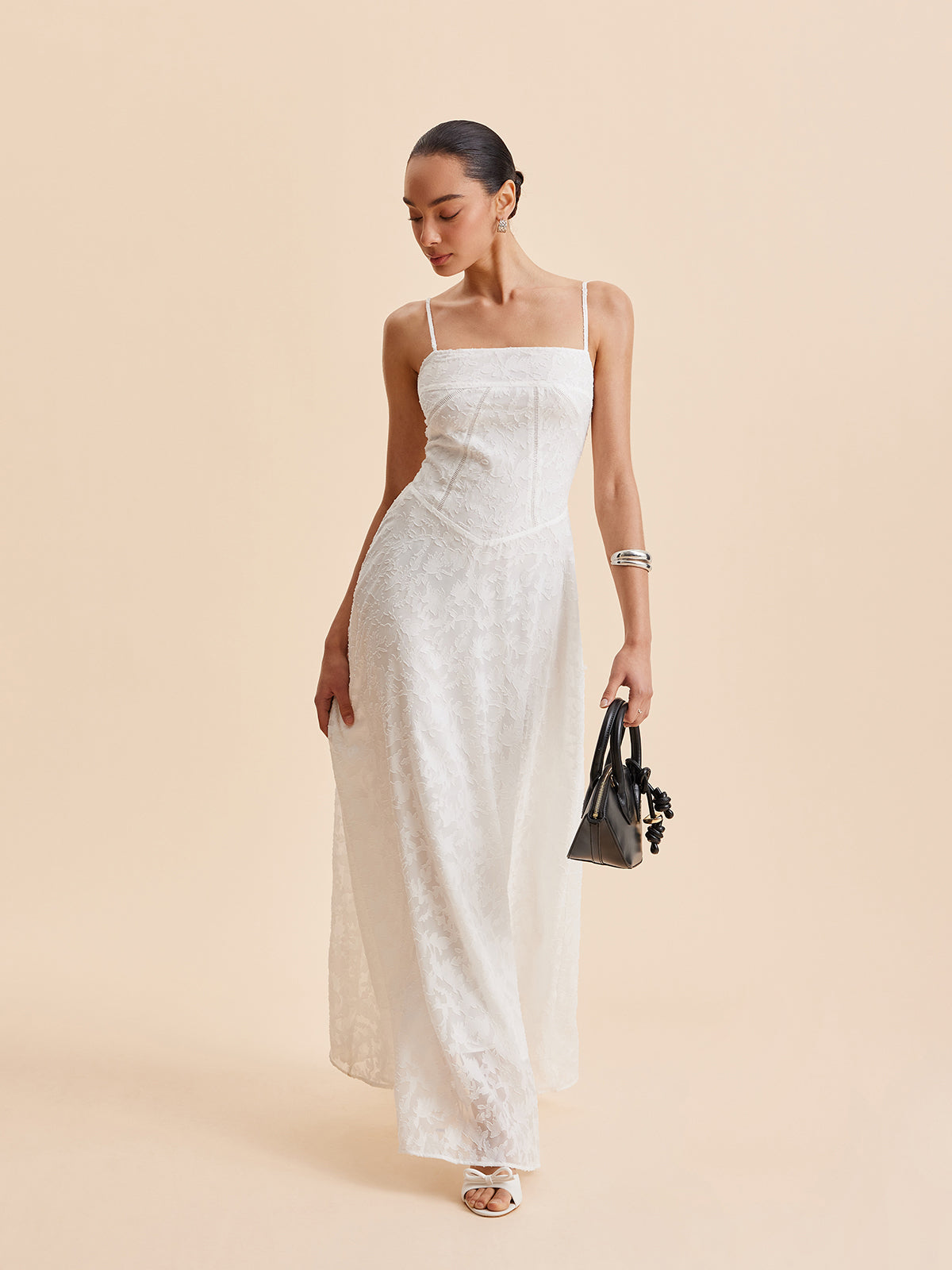 Chiffon Floral Lace Cami Dress