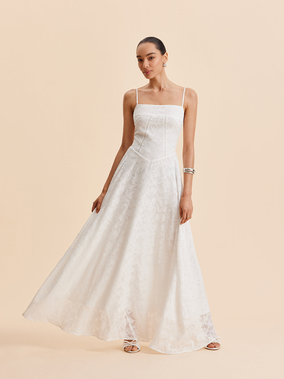 Chiffon Floral Lace Cami Dress