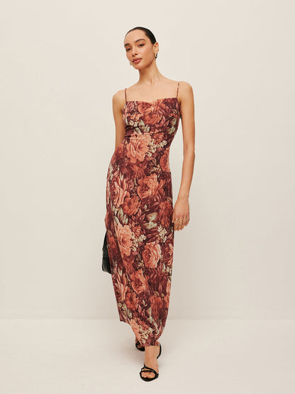 Semi-Sheer Floral Chiffon Cami Dress