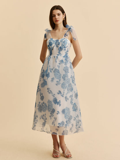 Floral Bow-Strap Dress