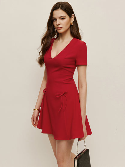 Bow Detail V-Neck Dress